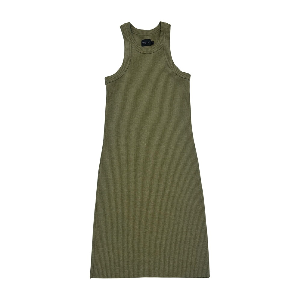 Revolve WSLY Racerback Ribbed Midi Dress Womens‎ S Moss Olive Green BW202120